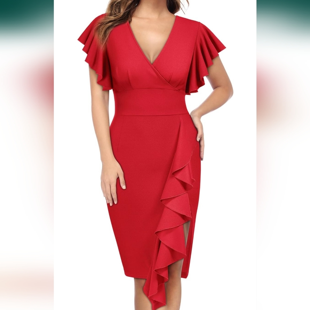 New Knitee Red ruffled Dress